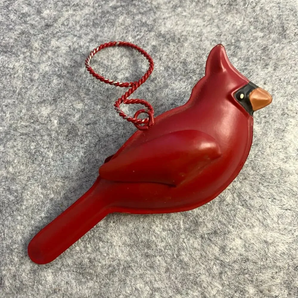 Red Metal Cardinal Ornament with Hanger, Holiday Decor, Window Decor, Birder